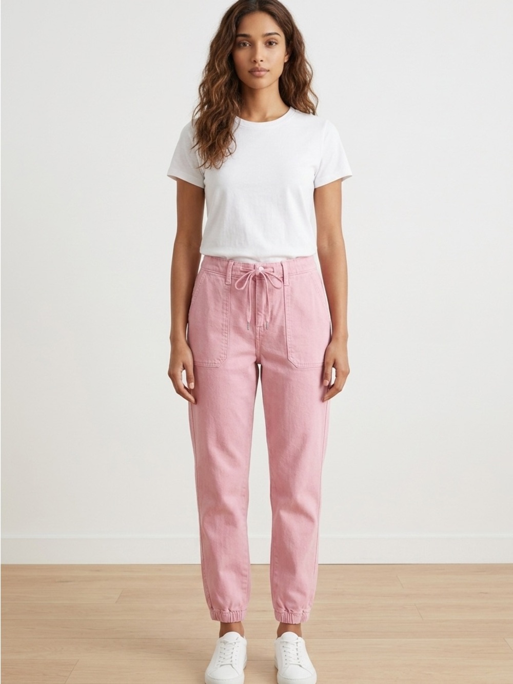 Women’s Pink Drawstring Utility Jogger Pants